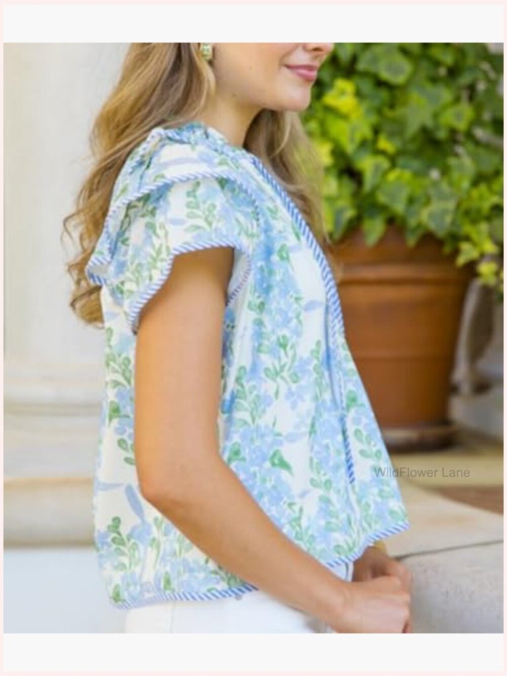 Y2K Ruffle Cap Sleeve V-Neck Peplum Blouse Floral Print - Picture 6 of 6